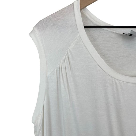 H by Bordeaux off white ivory cap sleeve ruched short sleeve tee extra large - Picture 8 of 12